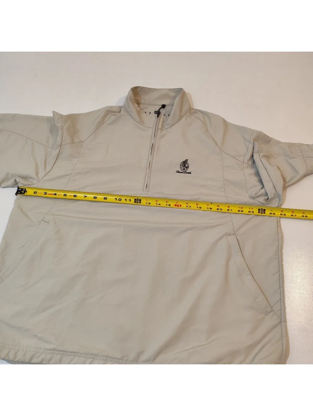 Nike Golf Windbreaker Mens Large Tan Beige 1/4 Zip Short Sleeve 